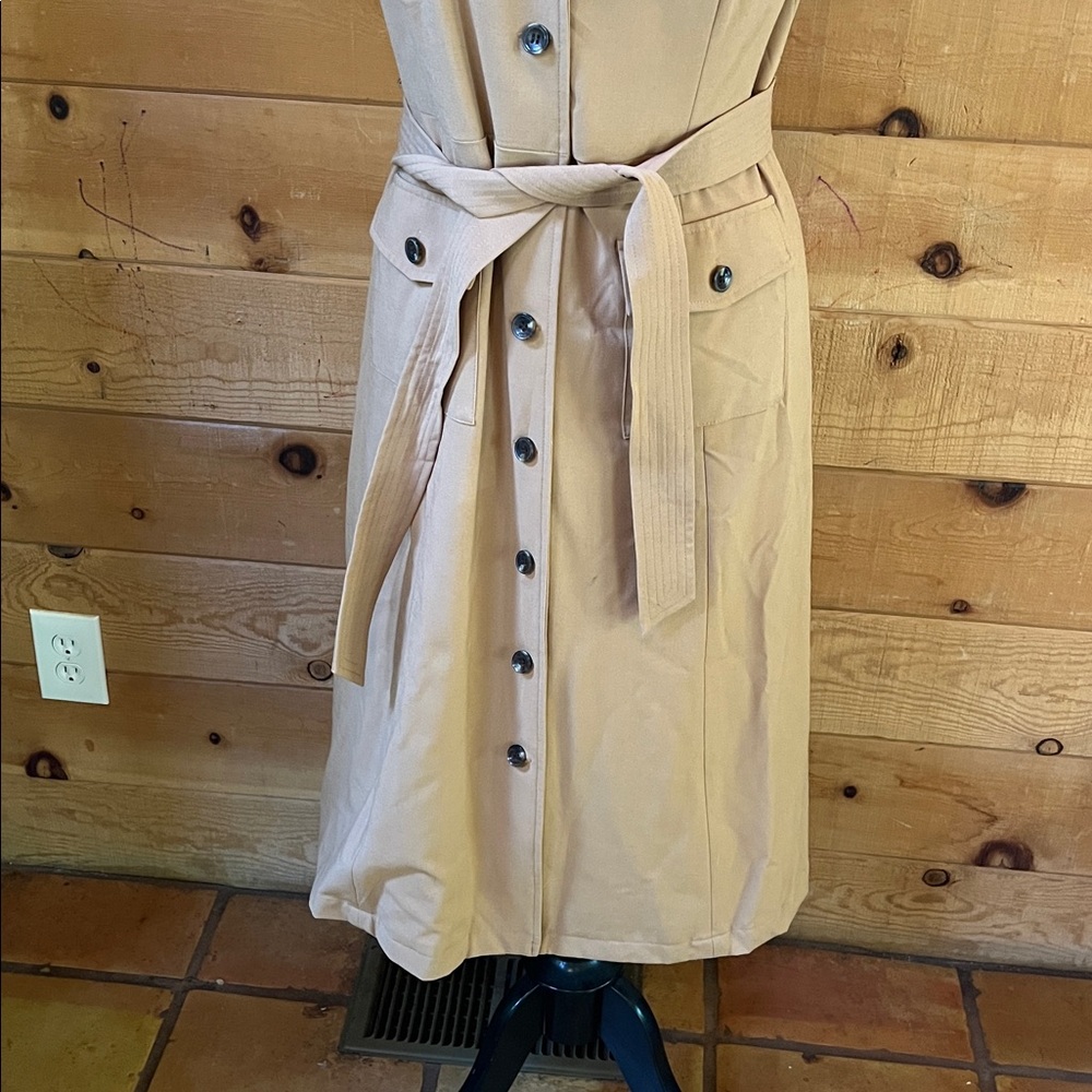 Calvin Klein Tan Sleeveless Button-Front Shirtdress with Belt - Picture 3 of 7